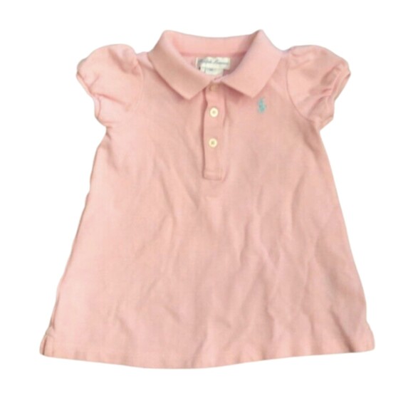 RALPH LAUREN BABY GIRLS 6 mo PINK SHORT SLEEVE POLO DRESS - Picture 1 of 6